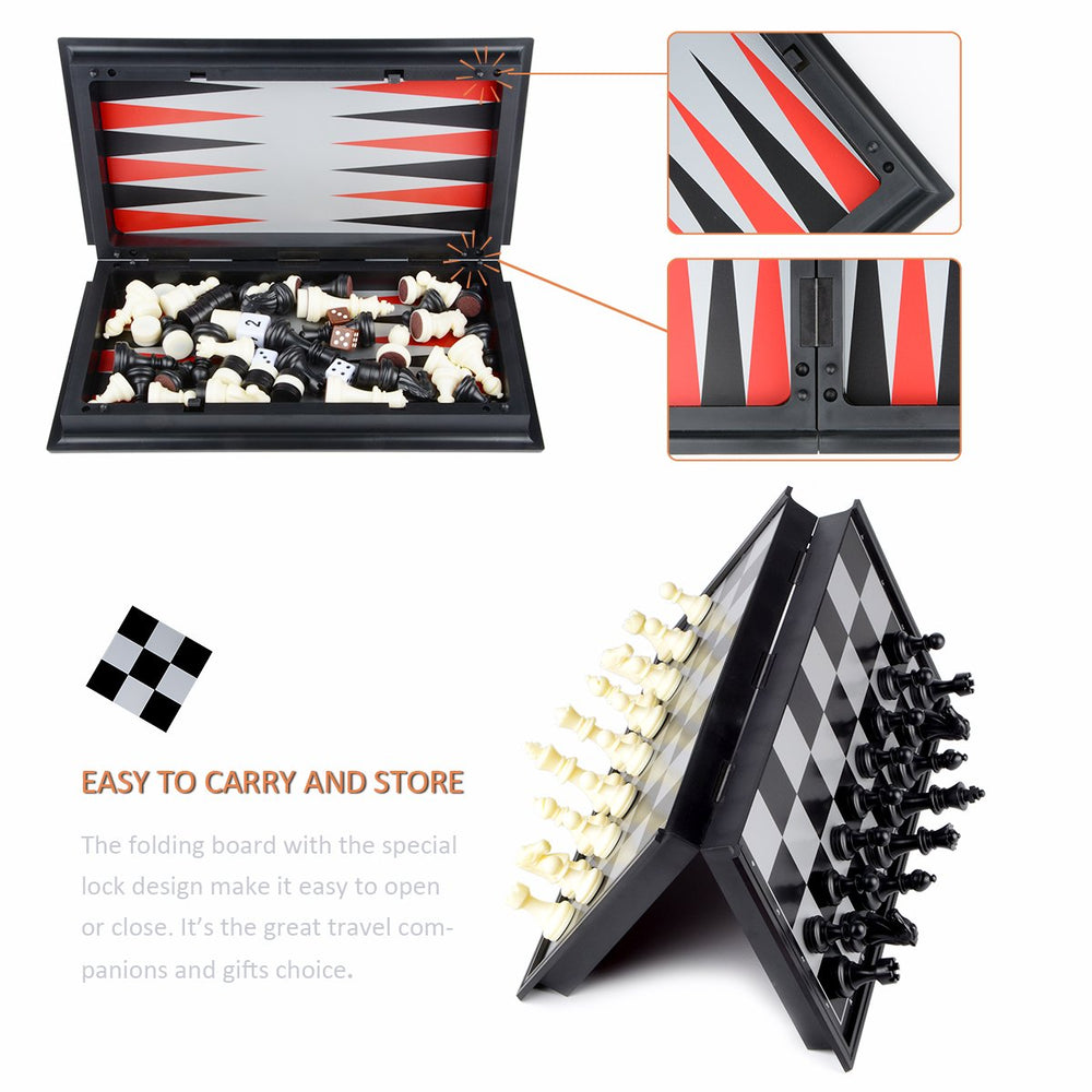 Lock-enabled folding design on Hoshin travel chess board