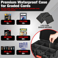 HOSOCASE Sports Card Case lid open interior reveals divider system for easy sorting