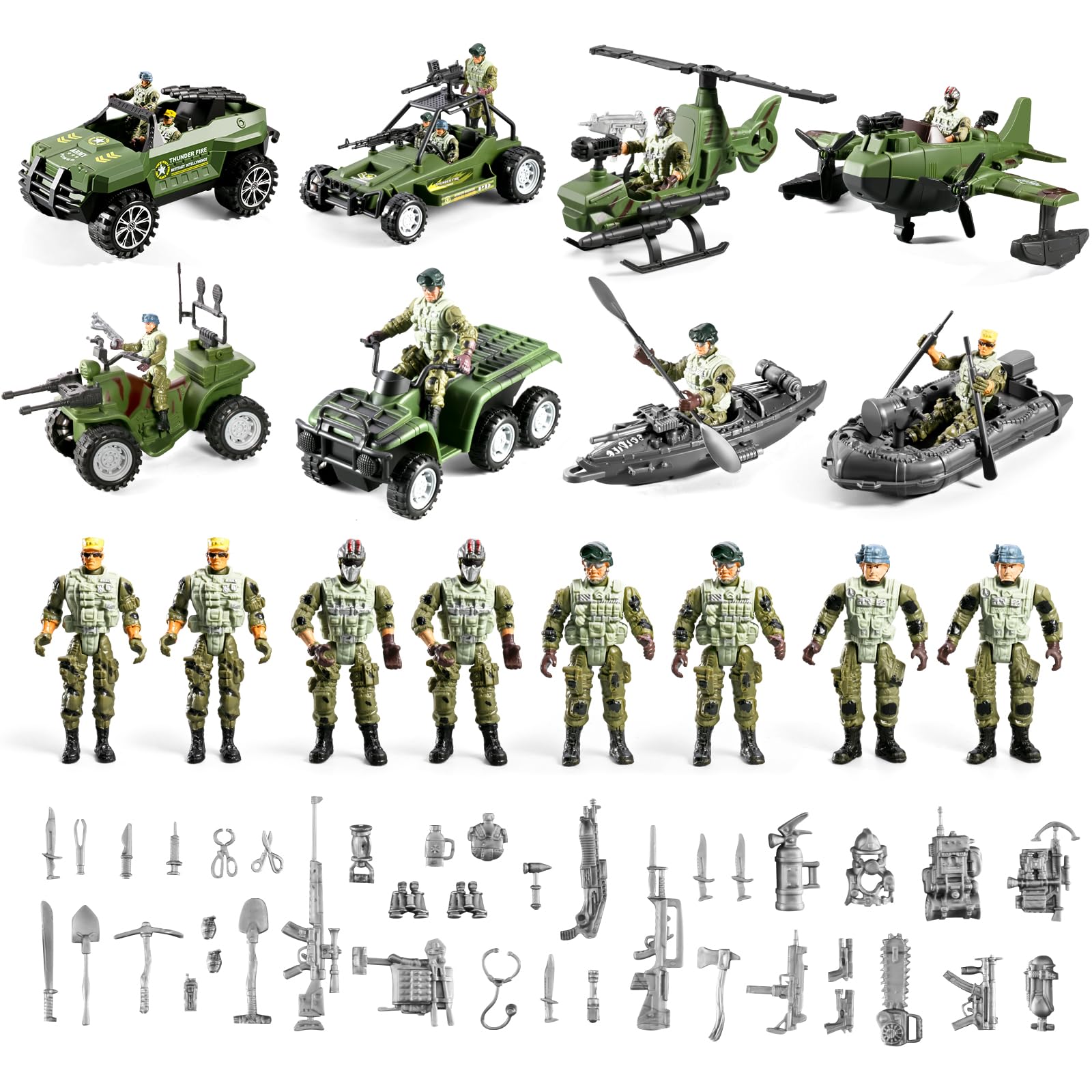 HOSPONY 58-in-1 army helicopter set ideal for aerial patrol play.