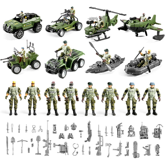HOSPONY 58-in-1 army helicopter set ideal for aerial patrol play.