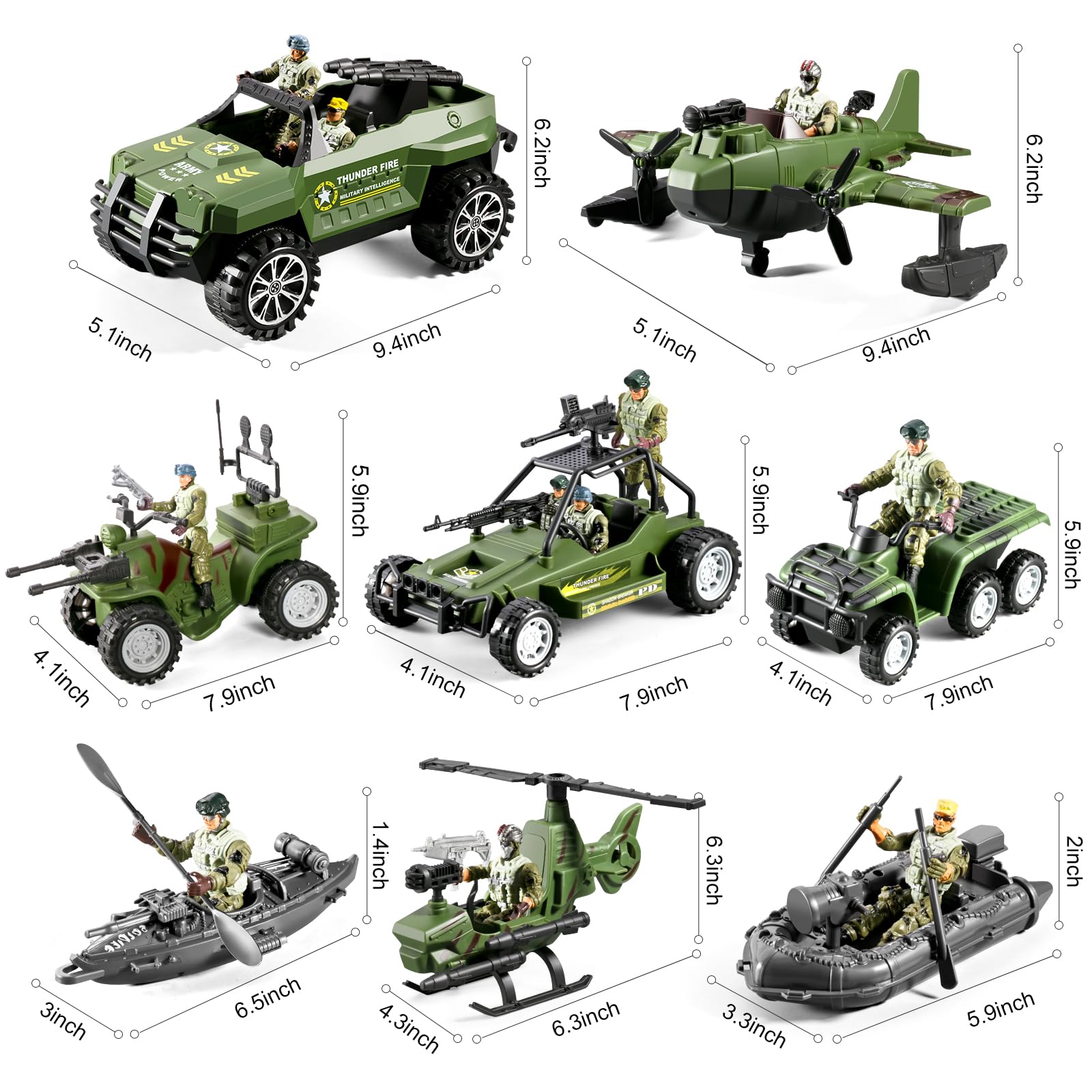 HOSPONY 58-in-1 army kayak boats for water-adventure play.
