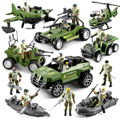 HOSPONY 58-in-1 army truck set for dynamic battlefield play and setup.