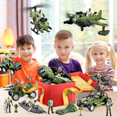 HOSPONY child playing army figures supports imaginative storytelling.