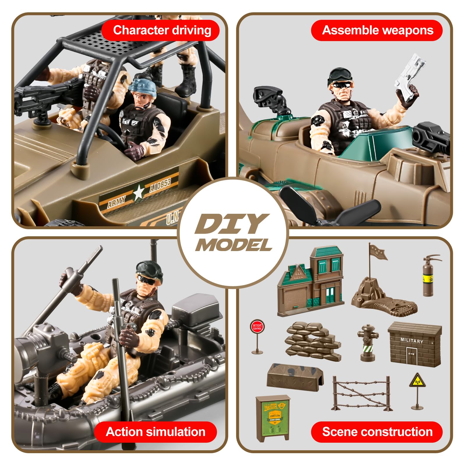 HOSPONY 78-in-1 army motorcycles image for fast-paced play