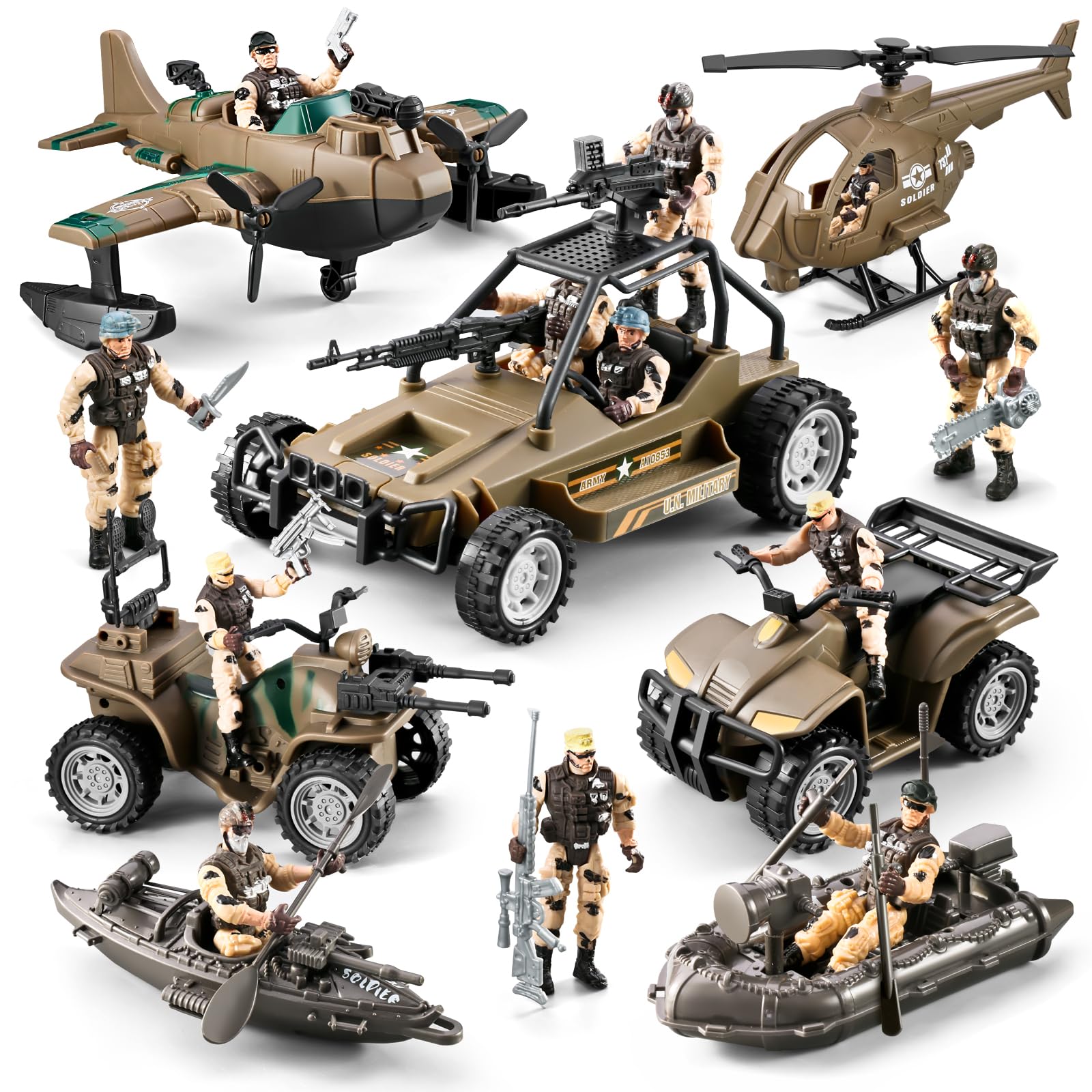 HOSPONY 78-in-1 army truck image for imaginative play and durable design