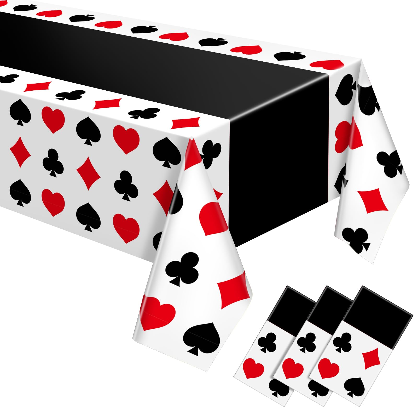 Hosuly poker tablecloth black 51x108 set enhances casino vibe at events.