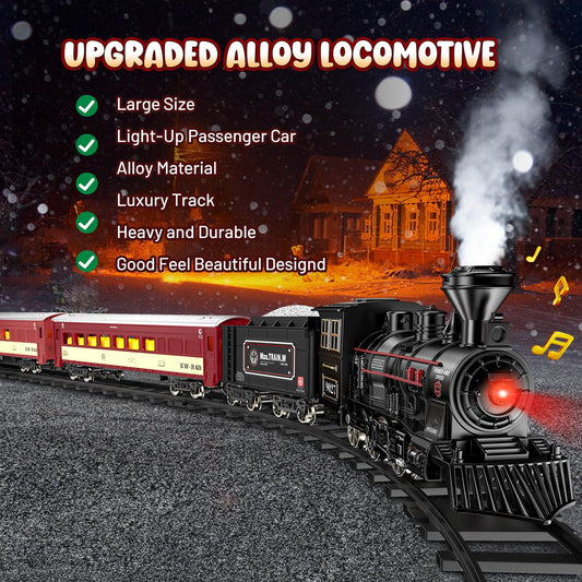 Hot Bee train set glowing passenger cars illuminate nighttime play sessions.
