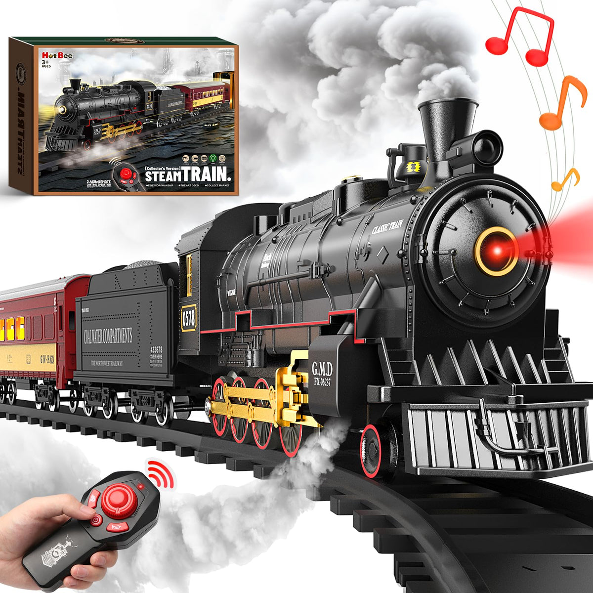 Hot Bee steam-locomotive detail for immersive train play.