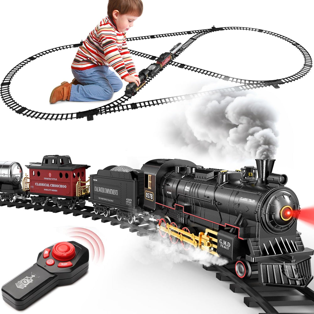 Hot Bee steam locomotive leads the train for immersive imaginative play