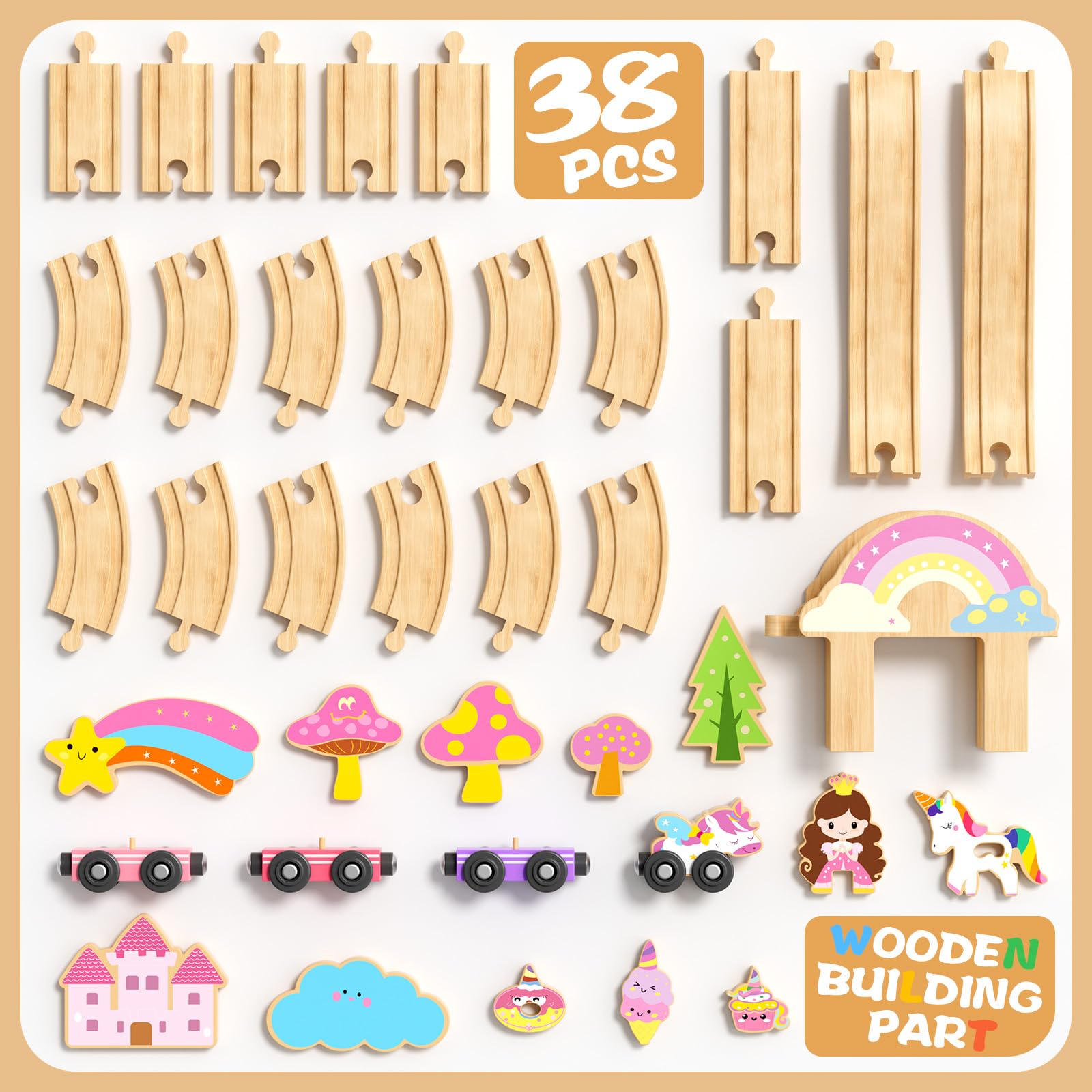 Hot Bee Unicorn Train Set accessories provide extra detail for magical adventures.