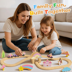 Hot Bee Unicorn Train Set bridge and station encourage collaborative play.