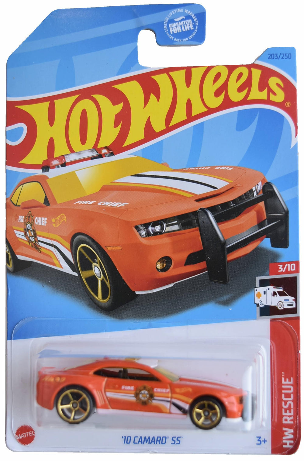 Hot Wheels 10 Camaro SS HW Rescue 3/10 orange die-cast car for display and imaginative play