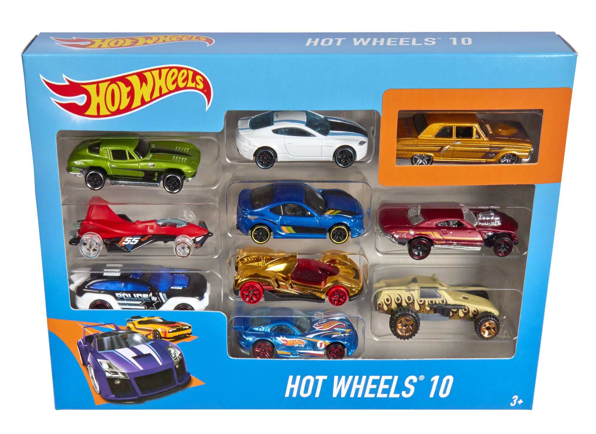 Hot Wheels 10-car pack display-worthy lineup suited for desks or shelves