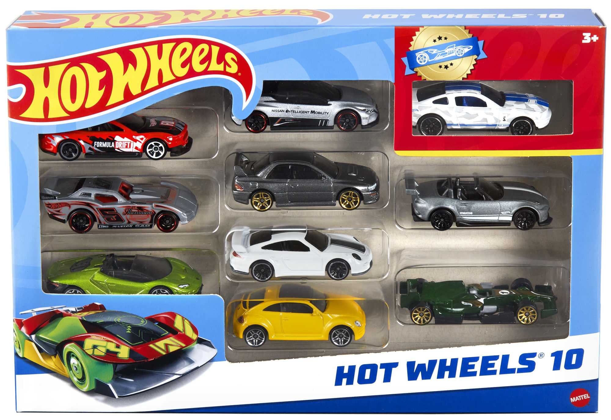 Hot Wheels 10-car pack distinctive decos attract attention on shelves