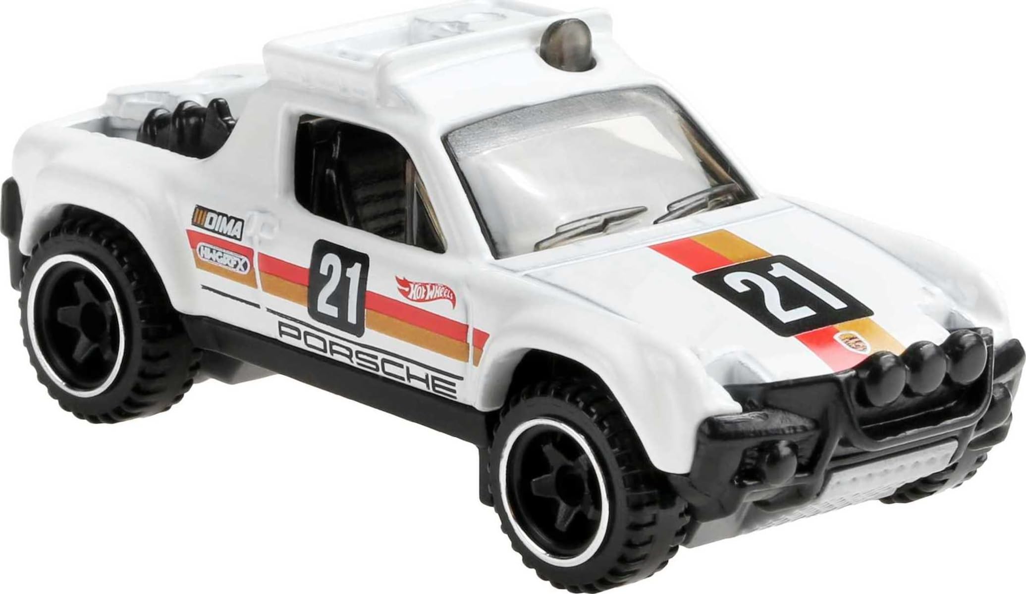Hot Wheels 1:64 scale vehicles, set in action for pretend races.