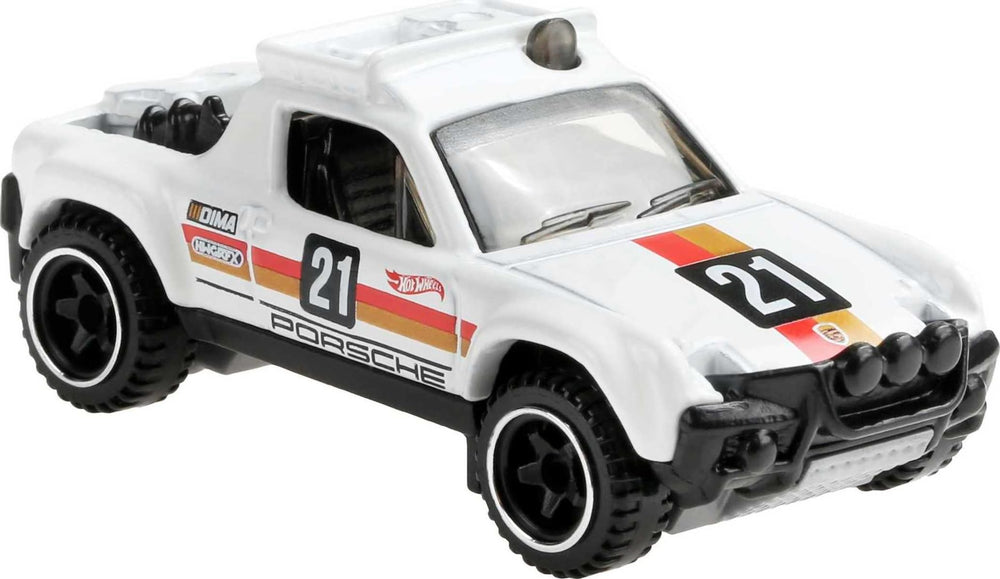 Hot Wheels 1:64 scale vehicles, set in action for pretend races.