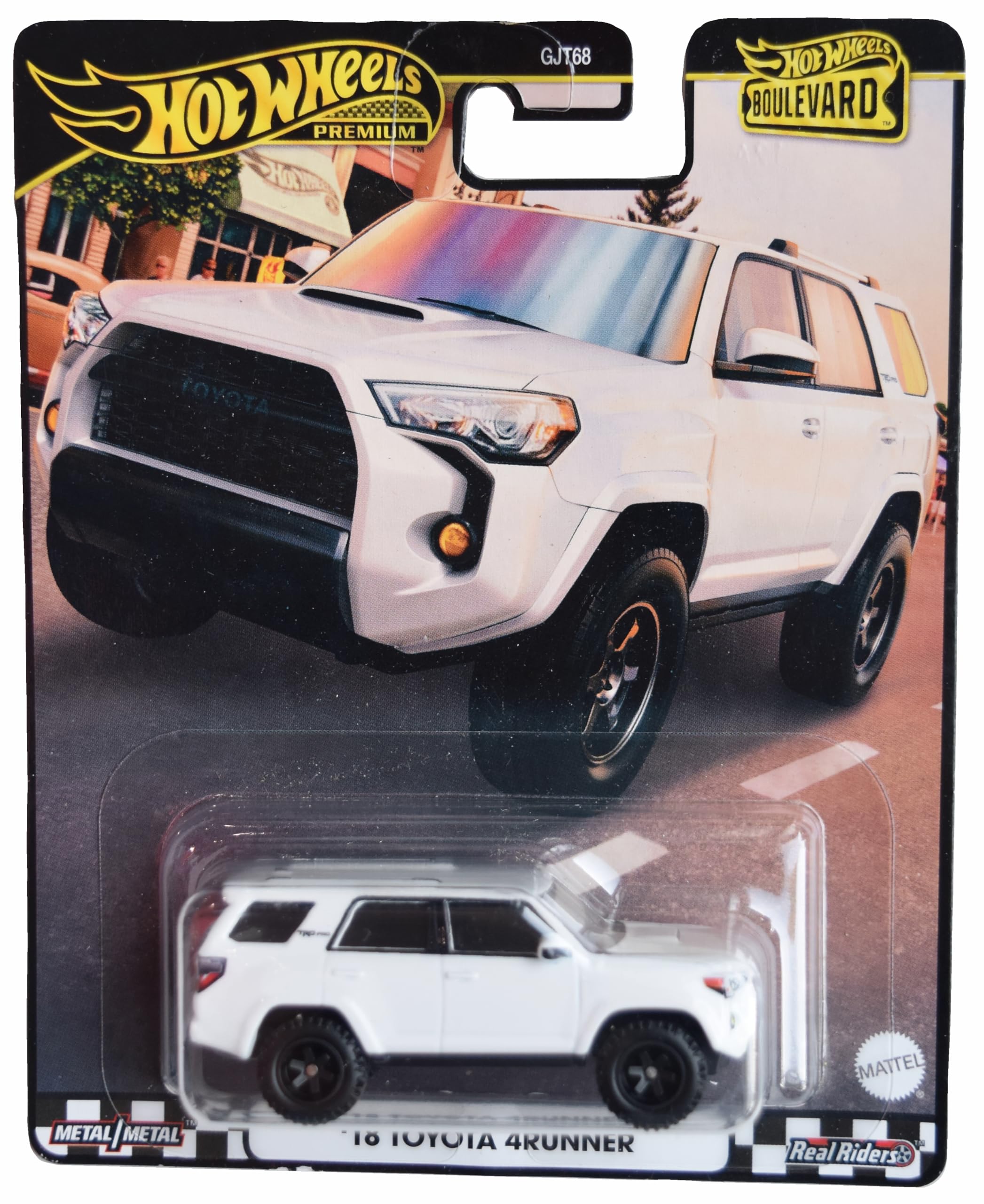 Hot Wheels 18 Toyota 4Runner Boulevard White side view for display and collector enjoyment.