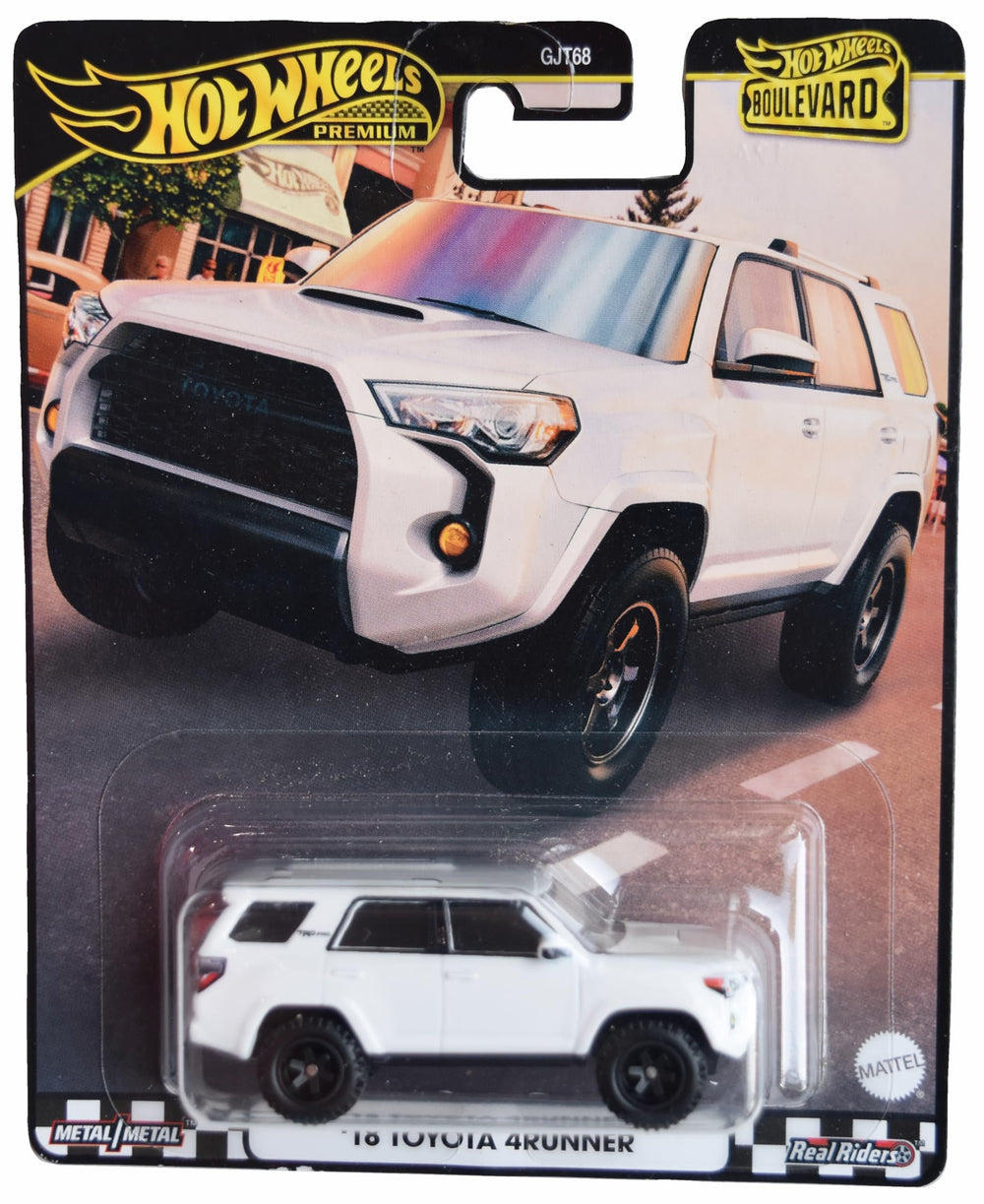 Hot Wheels 18 Toyota 4Runner Boulevard White side view for display and collector enjoyment.