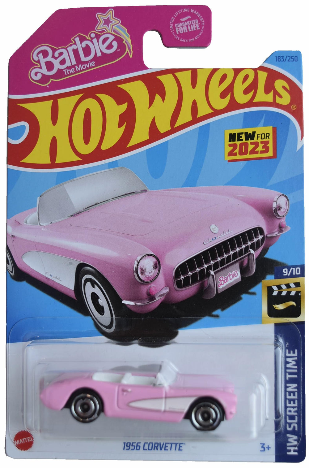 Hot Wheels 1956 Corvette pink side view ideal for display and collection