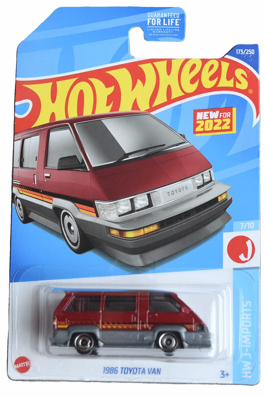 Hot Wheels 1986 Toyota Van side view, ideal for display on collectors' shelves.