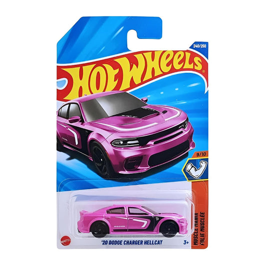 Hot Wheels 20 Dodge Charger Hellcat JBB45 pink bonnet detail, authentic licensed scale model.