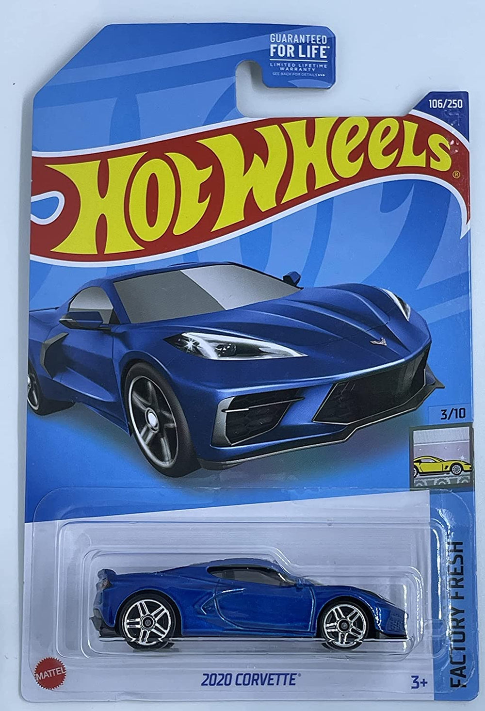 Hot Wheels 2022-2020 Corvette blue die-cast car for display or collection.