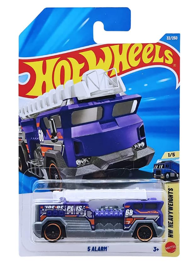 Hot Wheels 5 Alarm Firetruck purple diecast for display and imaginative play