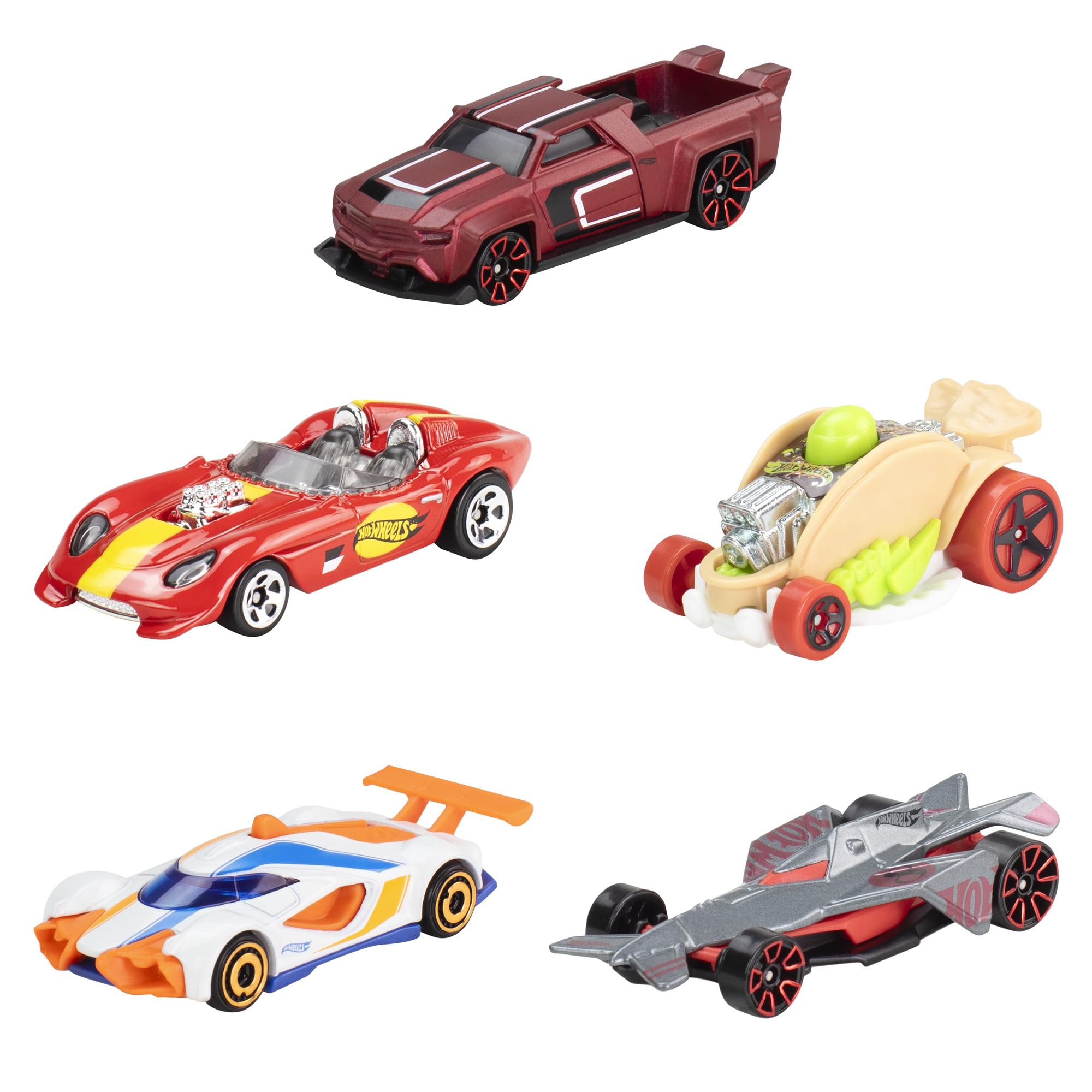 Hot Wheels 5-pack 1:64 scale cars for dynamic play and display.