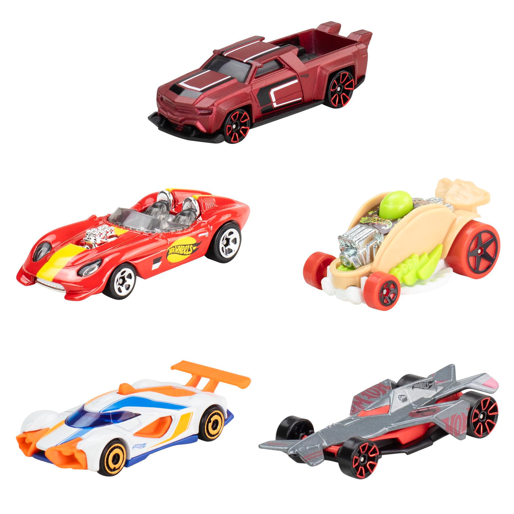 Hot Wheels 5-pack 1:64 scale cars for dynamic play and display.