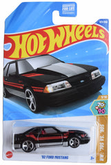 Hot Wheels 92 Ford Mustang die cast in black, perfect for display and collection