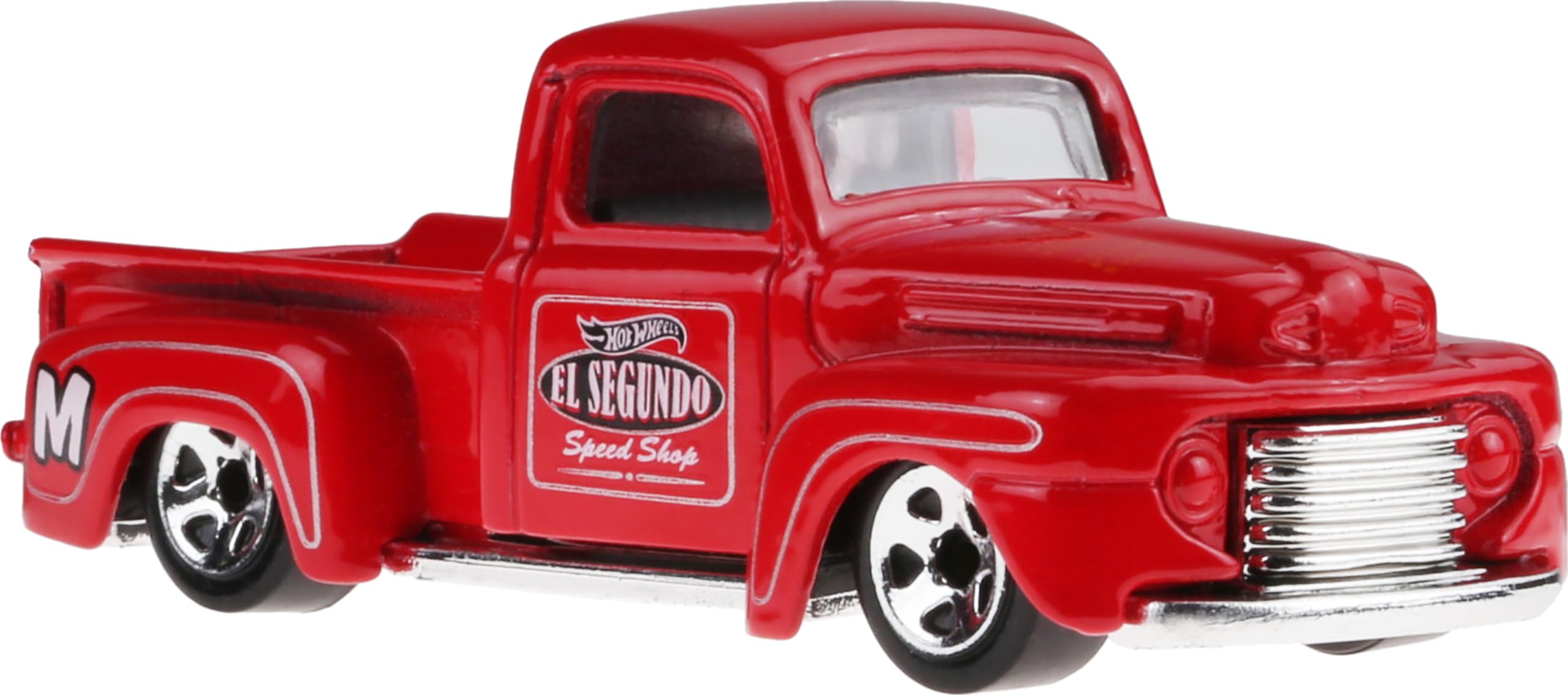 Hot Wheels ABC Racers car with letter E showcases vivid colors for race-day fun.