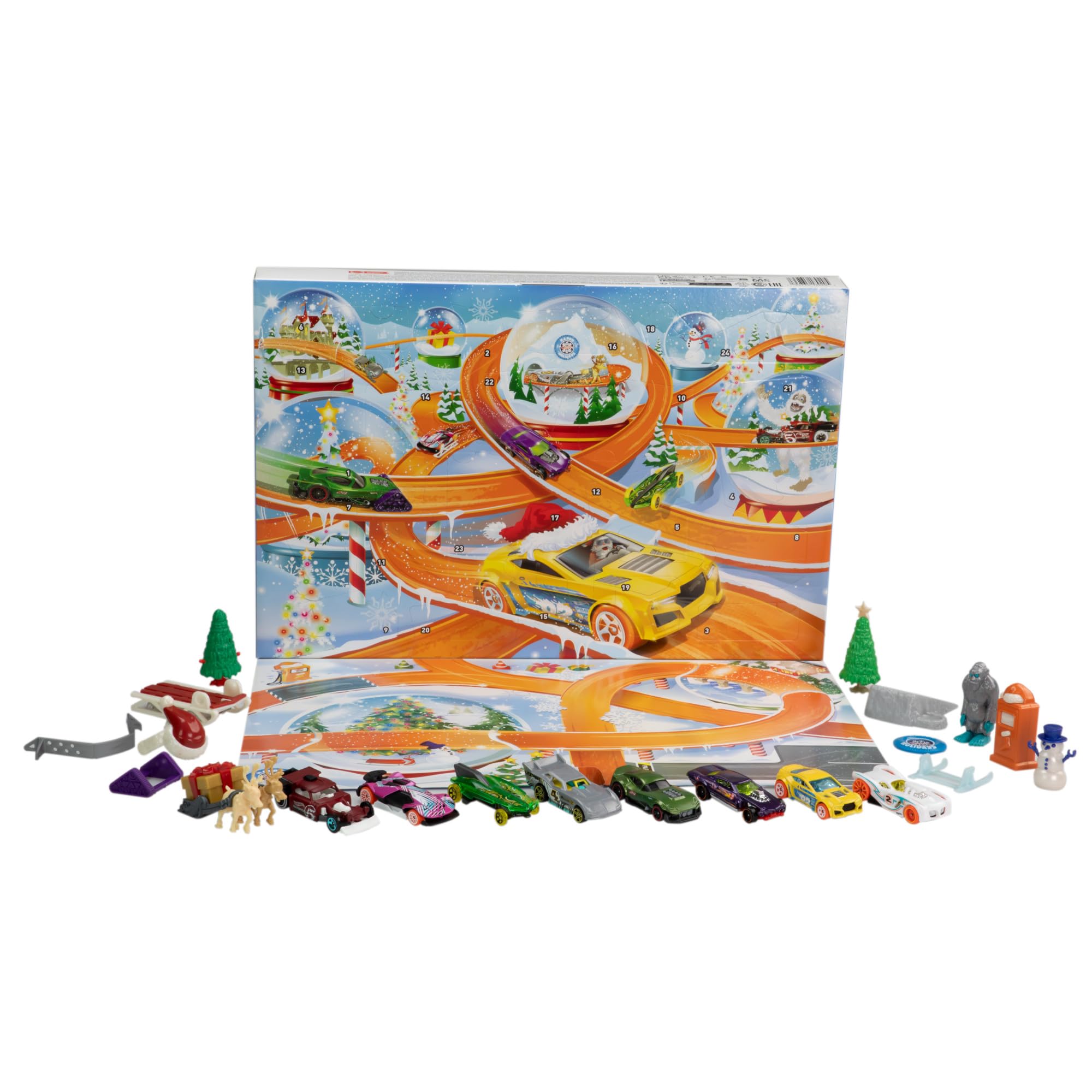 Hot Wheels Advent Calendar 2024 vehicle 1: glossy 1:64 scale car for holiday play