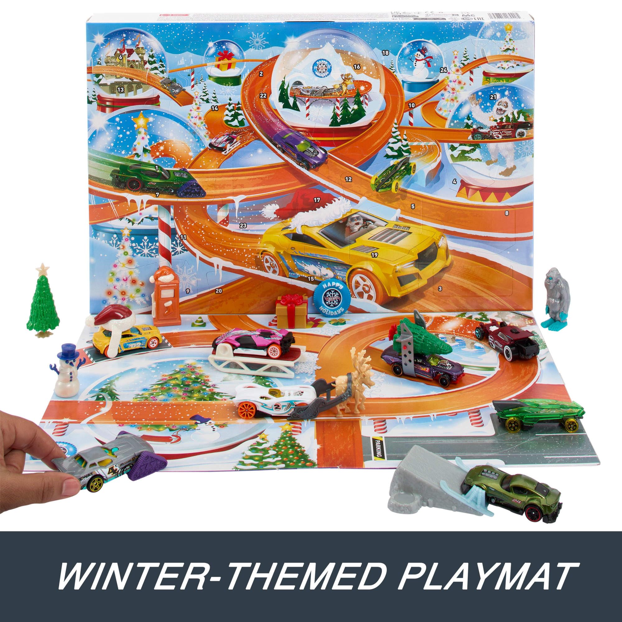 Hot Wheels Advent Calendar 2024 winter ornament accessory to brighten playset