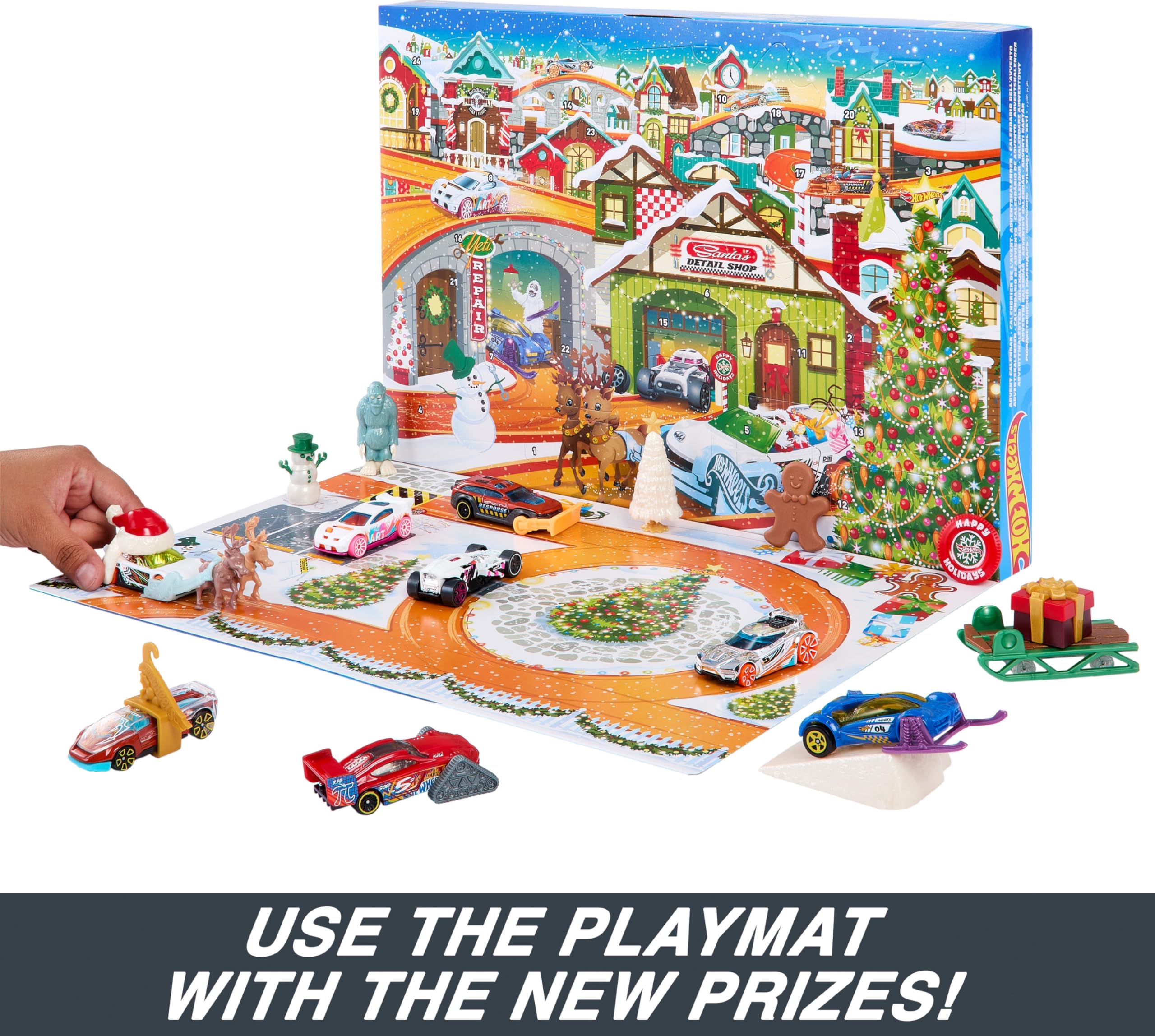 Hot Wheels playmat side adds immersive backdrop for vehicle adventures.