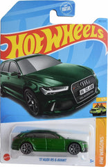 Hot Wheels Audi RS 6 Avant Green die-cast model, front-view for display.