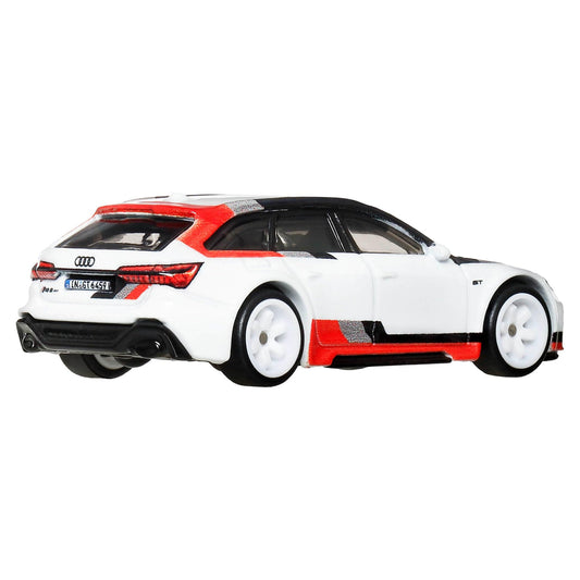 Hot Wheels Audi RS 6 Avant metal body and chassis for durable collector piece.