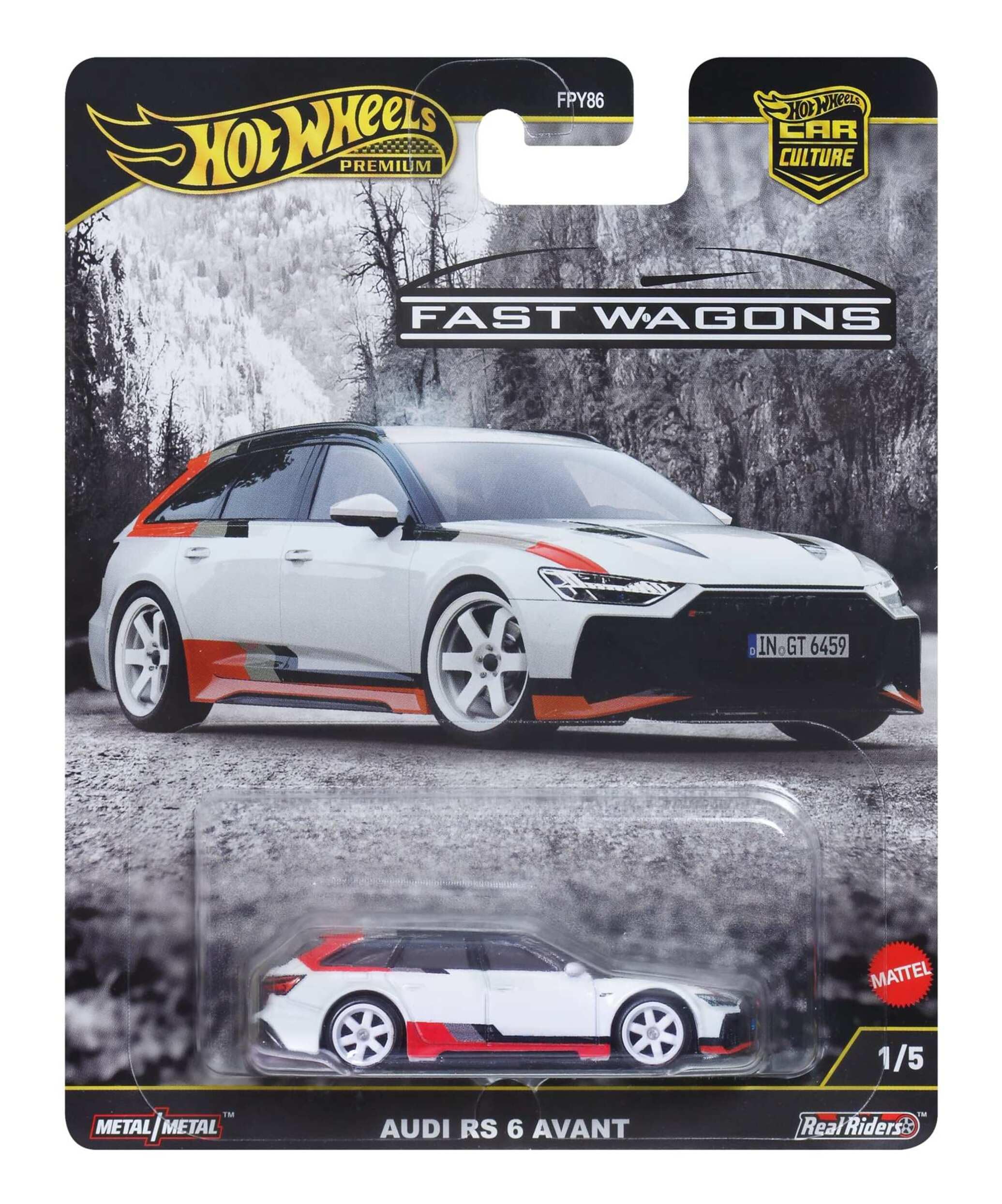 Hot Wheels Audi RS 6 Avant smoky-tinted windows for a premium look.