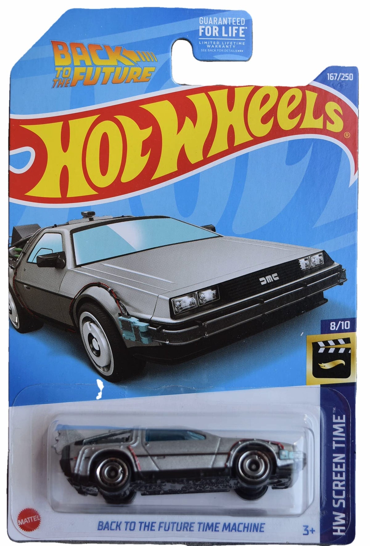 Hot Wheels Back to The Future Time Machine front view highlights authentic detailing for display-worthy collection.