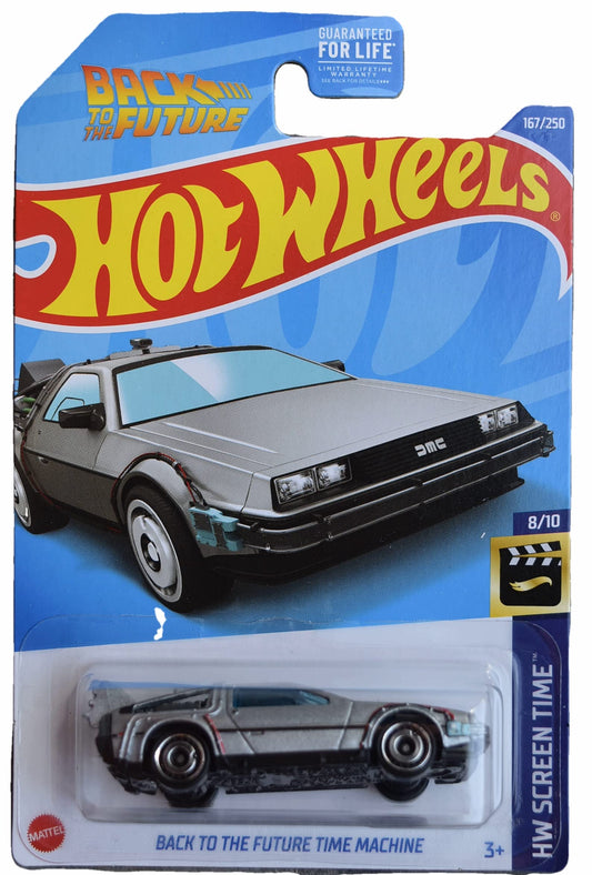Hot Wheels Back to The Future Time Machine front view highlights authentic detailing for display-worthy collection.