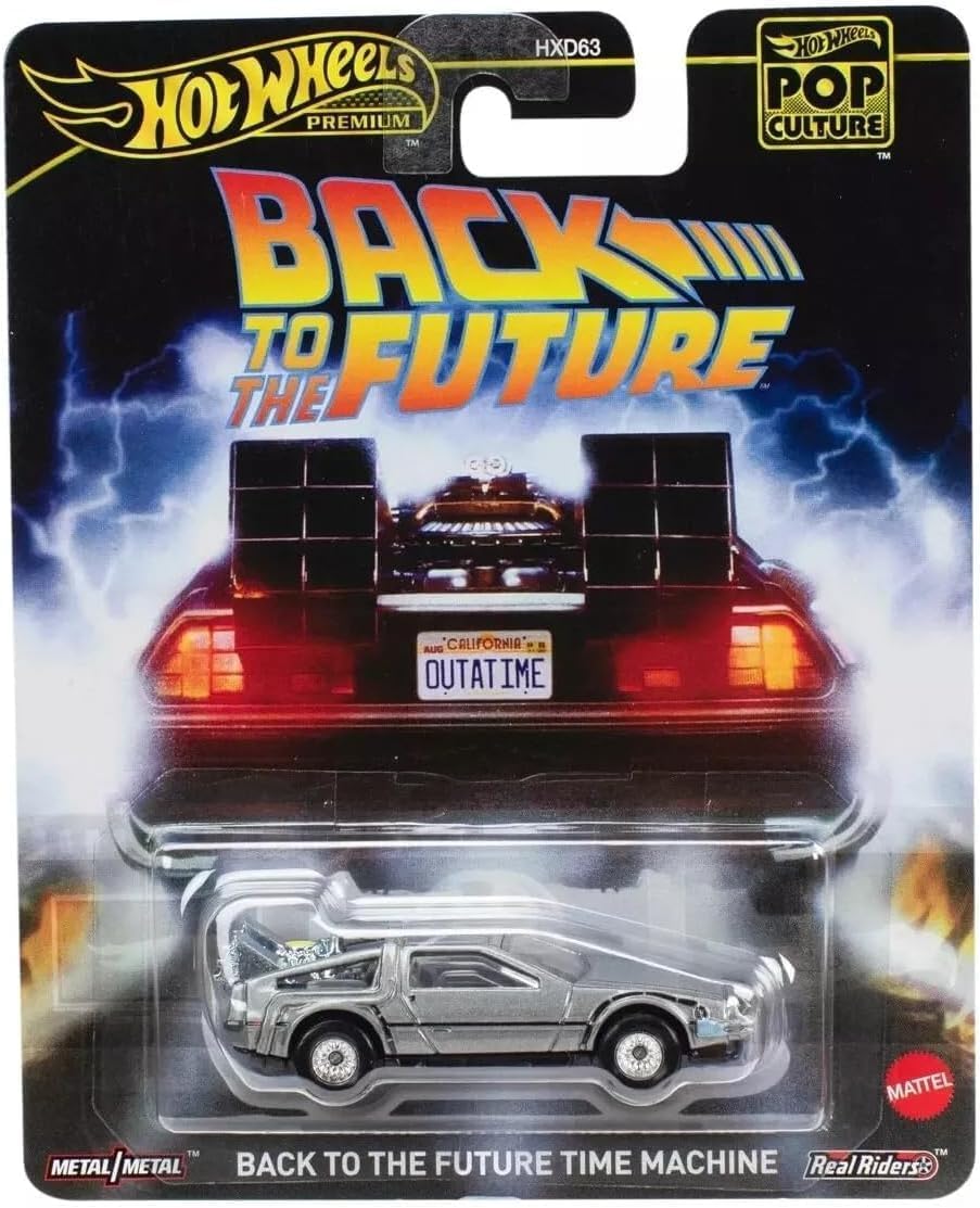 Hot Wheels Premium Back to The Future Time Machine Real Riders; perfect display collectible.