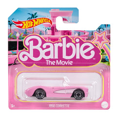Hot Wheels Barbie 1956 Corvette Pink die-cast car, side view for display and storytelling.