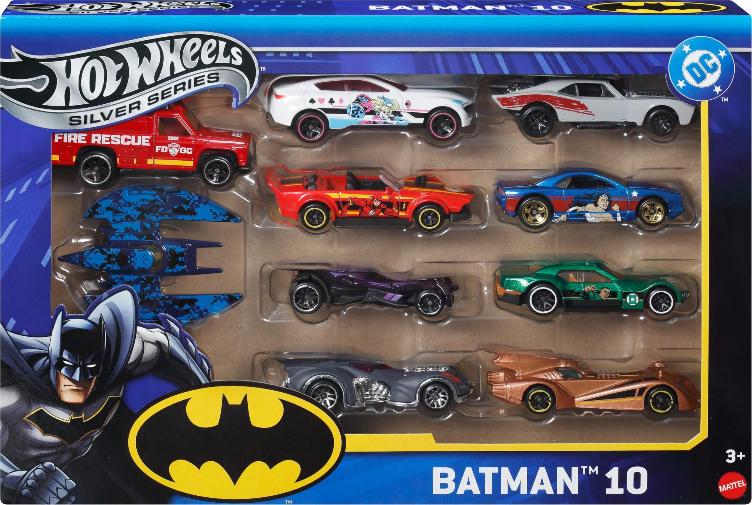 Hot Wheels Batman 10-pack Batmobile front view for display and play
