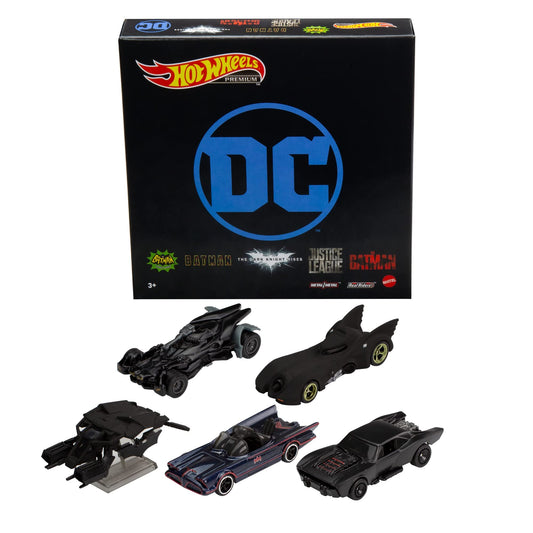Hot Wheels Batman Batmobile Bundle front view with premium collector packaging for display.