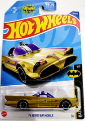 Hot Wheels Batmobile gold edition 131/250 displayed for collectors