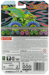Hot Wheels Battitude glow-in-the-dark diecast close-up reveals detailed graphics.