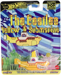 Hot Wheels Beatles Yellow Submarine side view, authentic details for display and collection.
