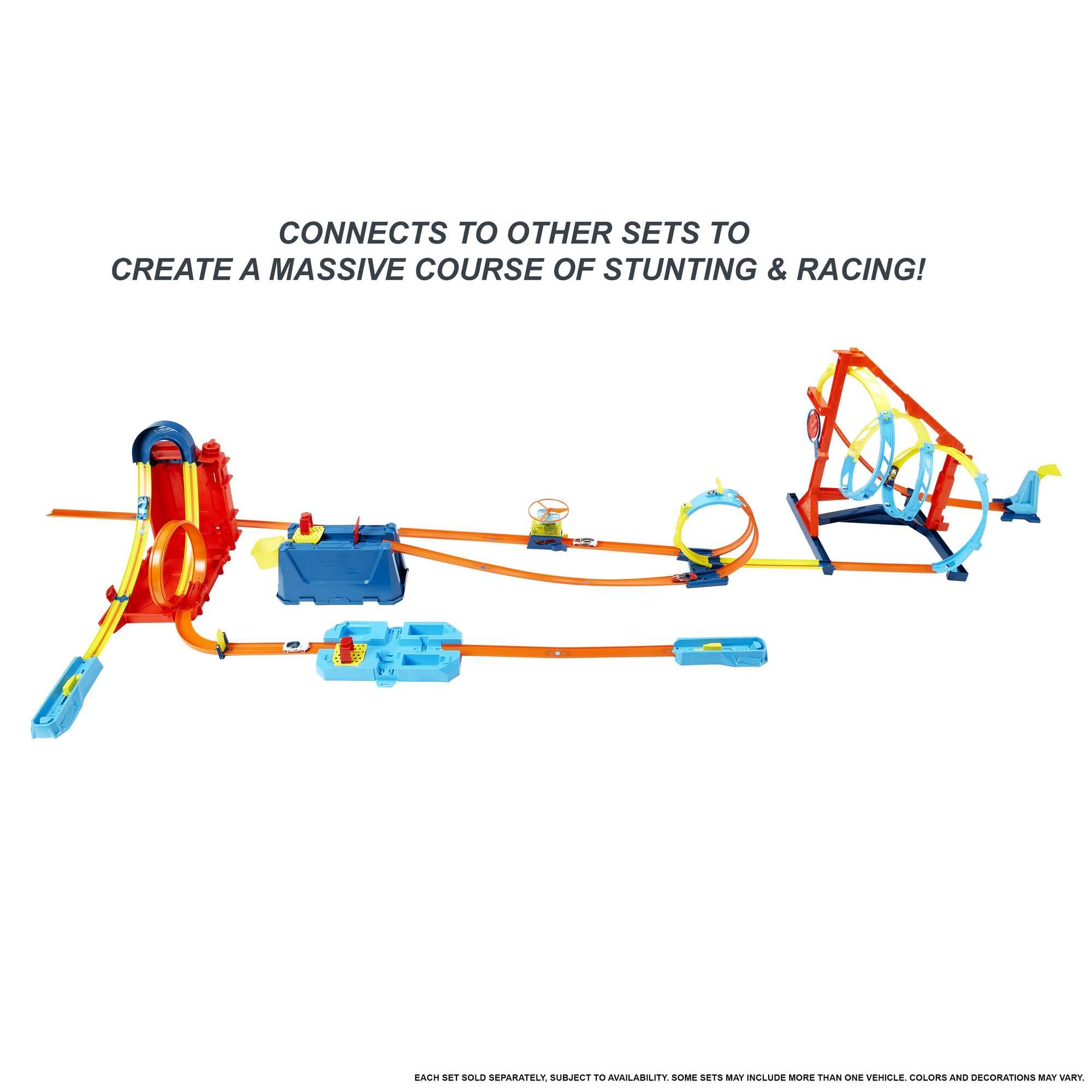 Hot Wheels BHT77 pack front view highlights compact racing set.
