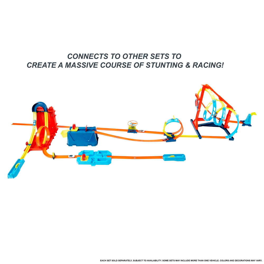 Hot Wheels BHT77 pack front view highlights compact racing set.