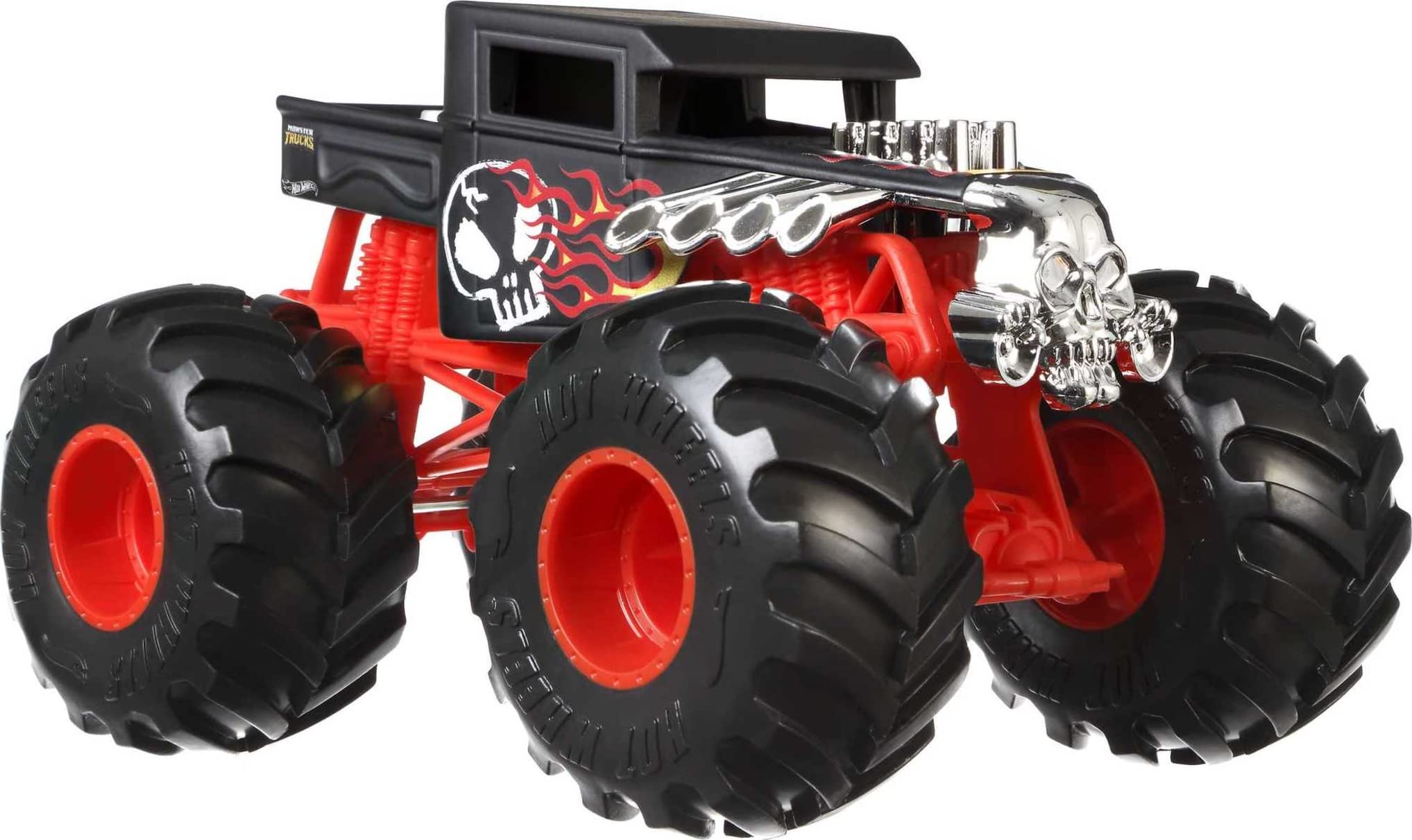 Hot Wheels Bone Shaker 1:24 die-cast body for durable, long-lasting play.