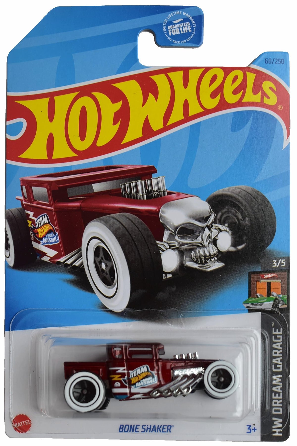 Hot Wheels Bone Shaker red from HW Dream Garage 3/5, ideal for display and storytelling.